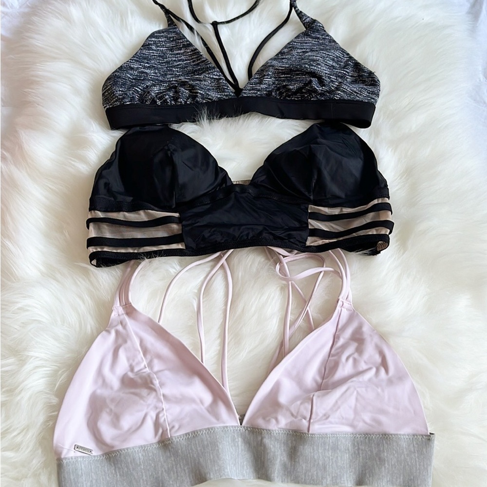 Victoria’s Secret & PINK sports & lounge lot of 3 bralettes M